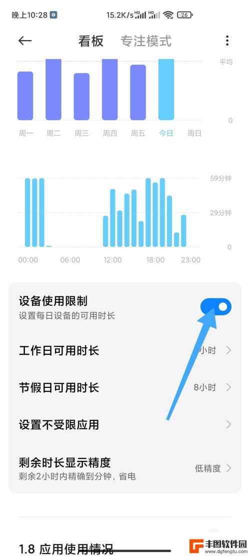 限制手机使用时长 如何在手机上设置设备使用时间限制